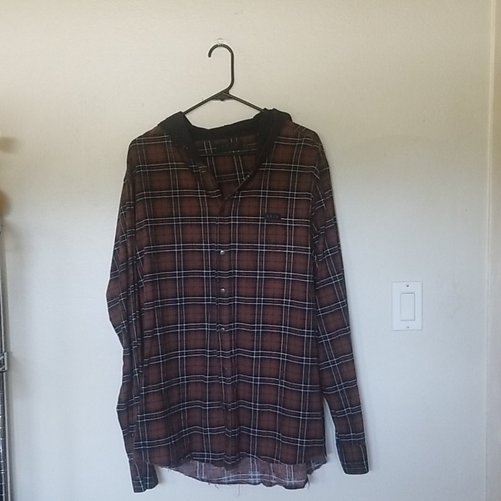 Men's Plain Button Up With Hood